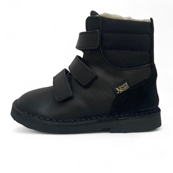 Ernest Kids Wool-Lined Boot Black Leather