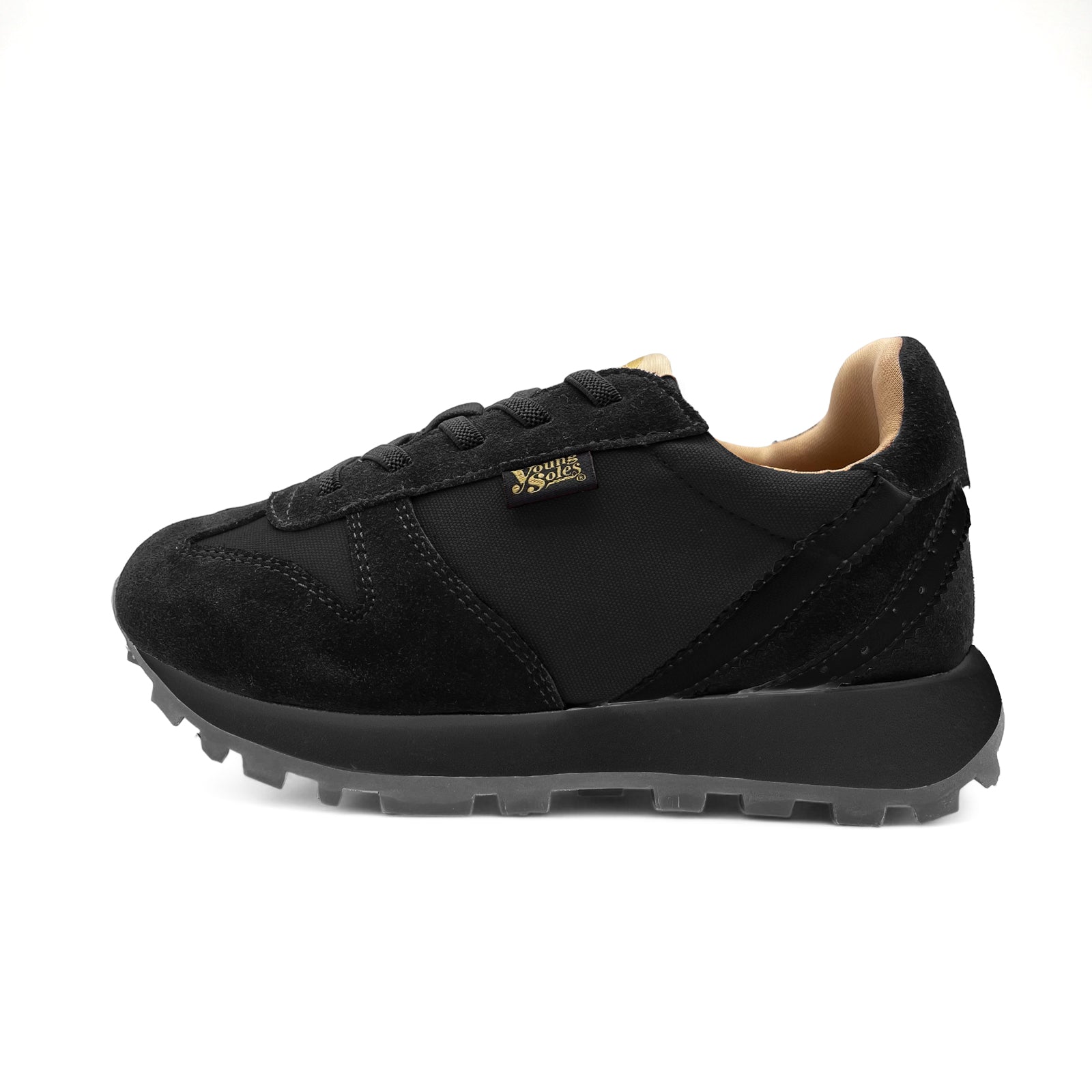 Keegan Kids Sneaker Black Textile and Suede