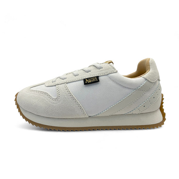 Keegan Kids Sneaker White Textile and Suede