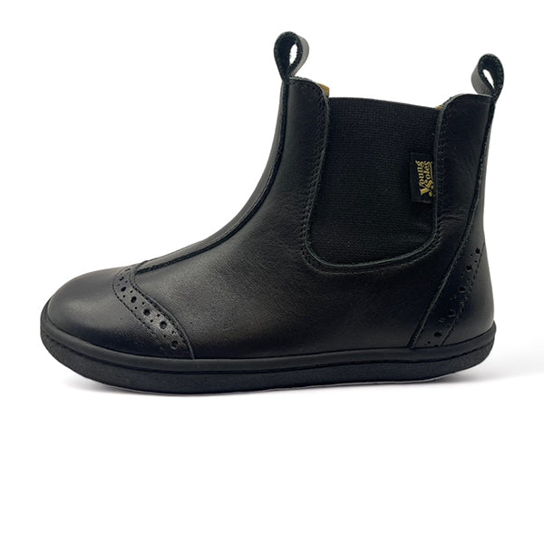 Logan Kids Barefoot Chelsea Boot Black Leather