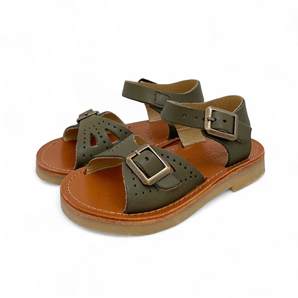 Pearl Kids Sandal Olive Leather