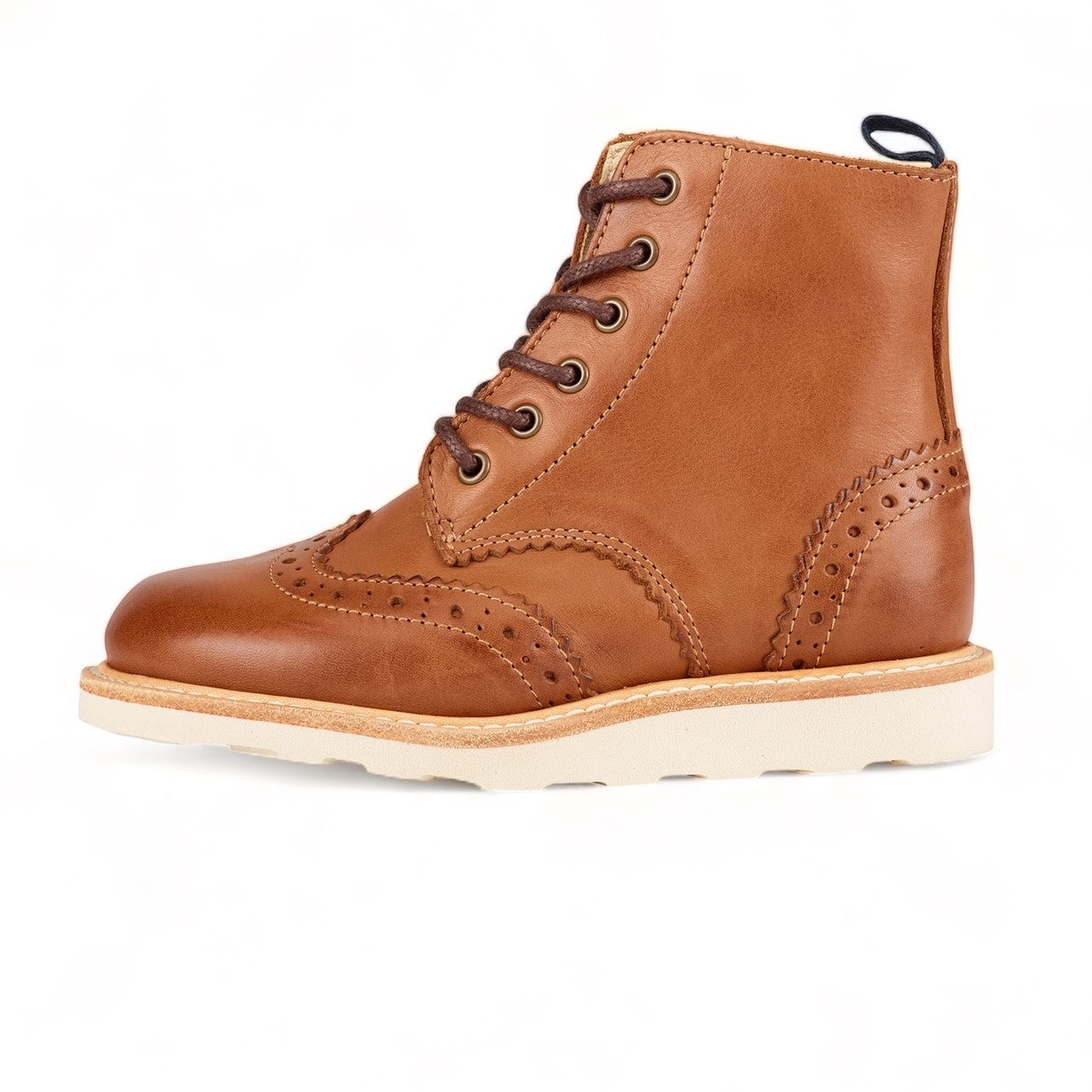 Sidney Brogue Kids Boot Tan Burnished Leather