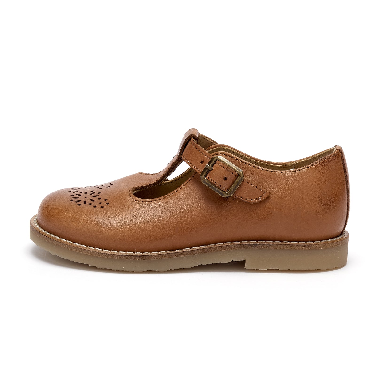 Blossom T-bar Shoe Tan Burnished Leather