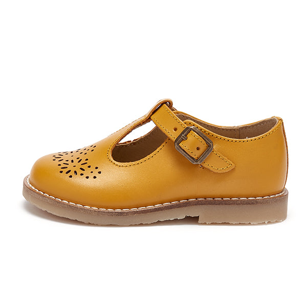 Blossom T-Bar Kids Shoe Mustard Leather