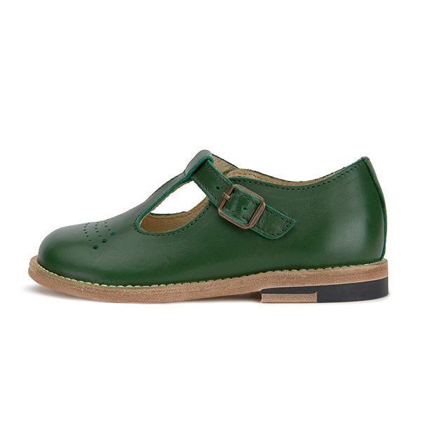 Dottie T-Bar Kids Shoe Pea Green Leather