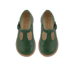 Dottie T-Bar Kids Shoe Pea Green Leather