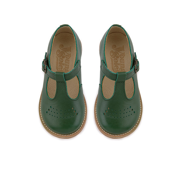 Dottie T-Bar Kids Shoe Pea Green Leather