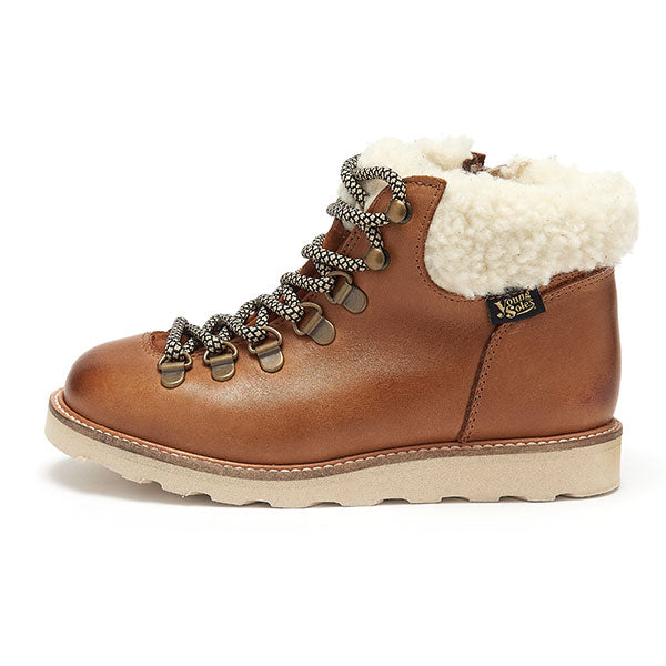 Eddie Wool Ankle-High Hiking Kids Boot Tan Burnished Leather