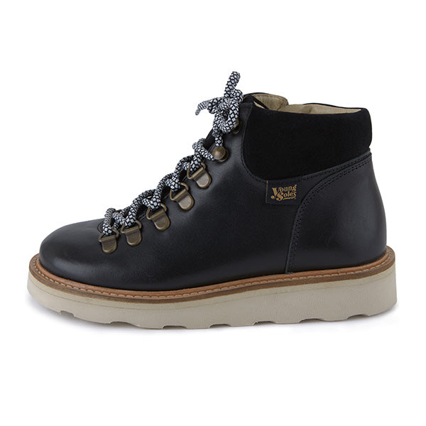 Eddie Ankle-High Hiking Kids Boot Black Leather