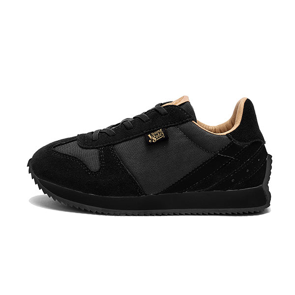 Keegan Kids Sneaker Black Textile and Suede