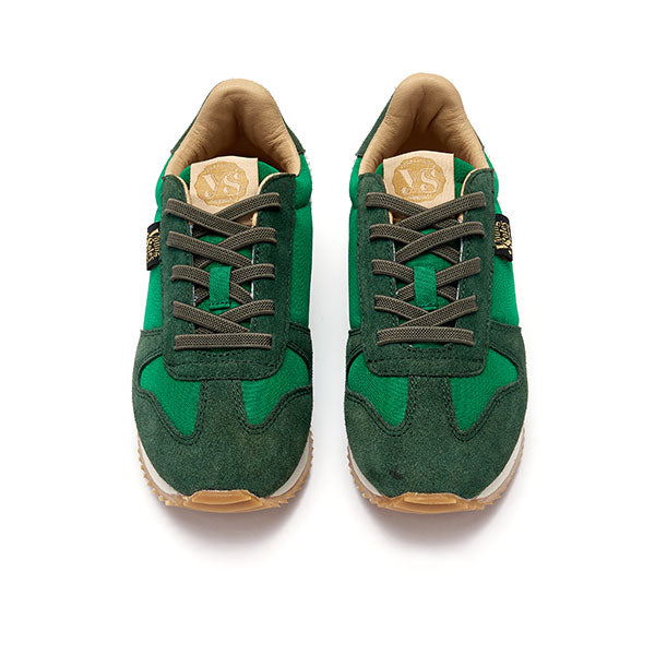 Keegan Kids Sneaker Racing Green Textile and Suede