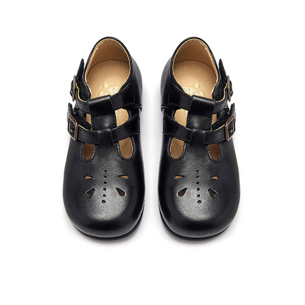 Lucy T-Bar Kids Shoe Black Leather