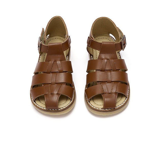 Noah Kids Fisherman Sandal Chestnut Brown Leather