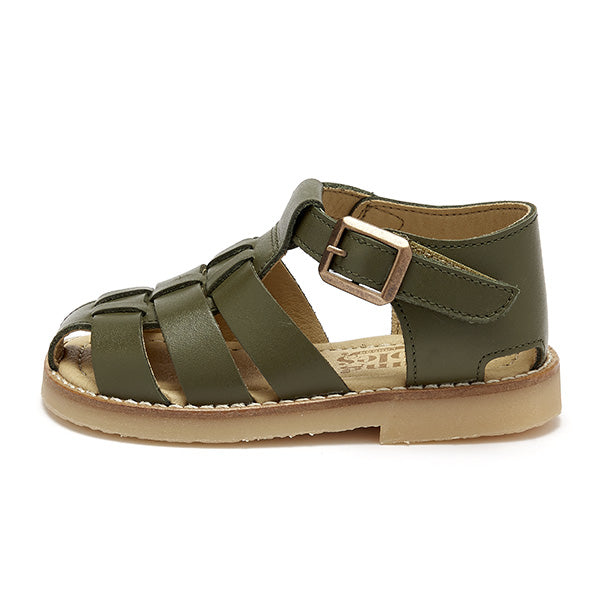 Noah Kids Fisherman Sandal Olive Leather