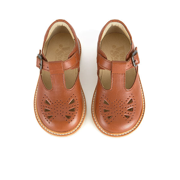 Rosie T-Bar Kids Shoe Chestnut Brown Leather