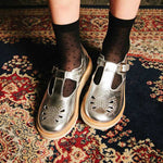 Rosie T-Bar Kids Shoe Silver Leather