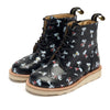 Sidney Brogue Kids Boot Snoopy Print Black Leather