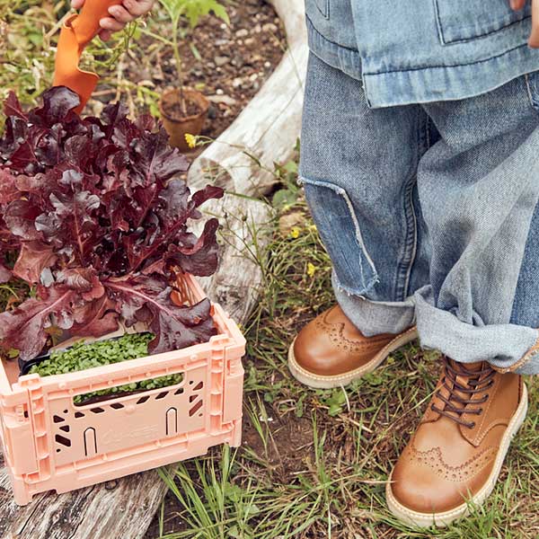 Sidney Brogue Kids Boot Tan Burnished Leather